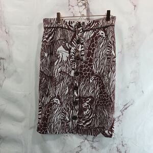 By Anthropologie Skirt Womens Medium Red Giraffe Zebra Tiger Safari Jillian